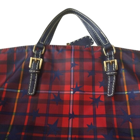 Tommy Hilfiger Crossbody Tote Purse Messenger Bag Red and Blue Plaid Stars - Picture 6 of 9